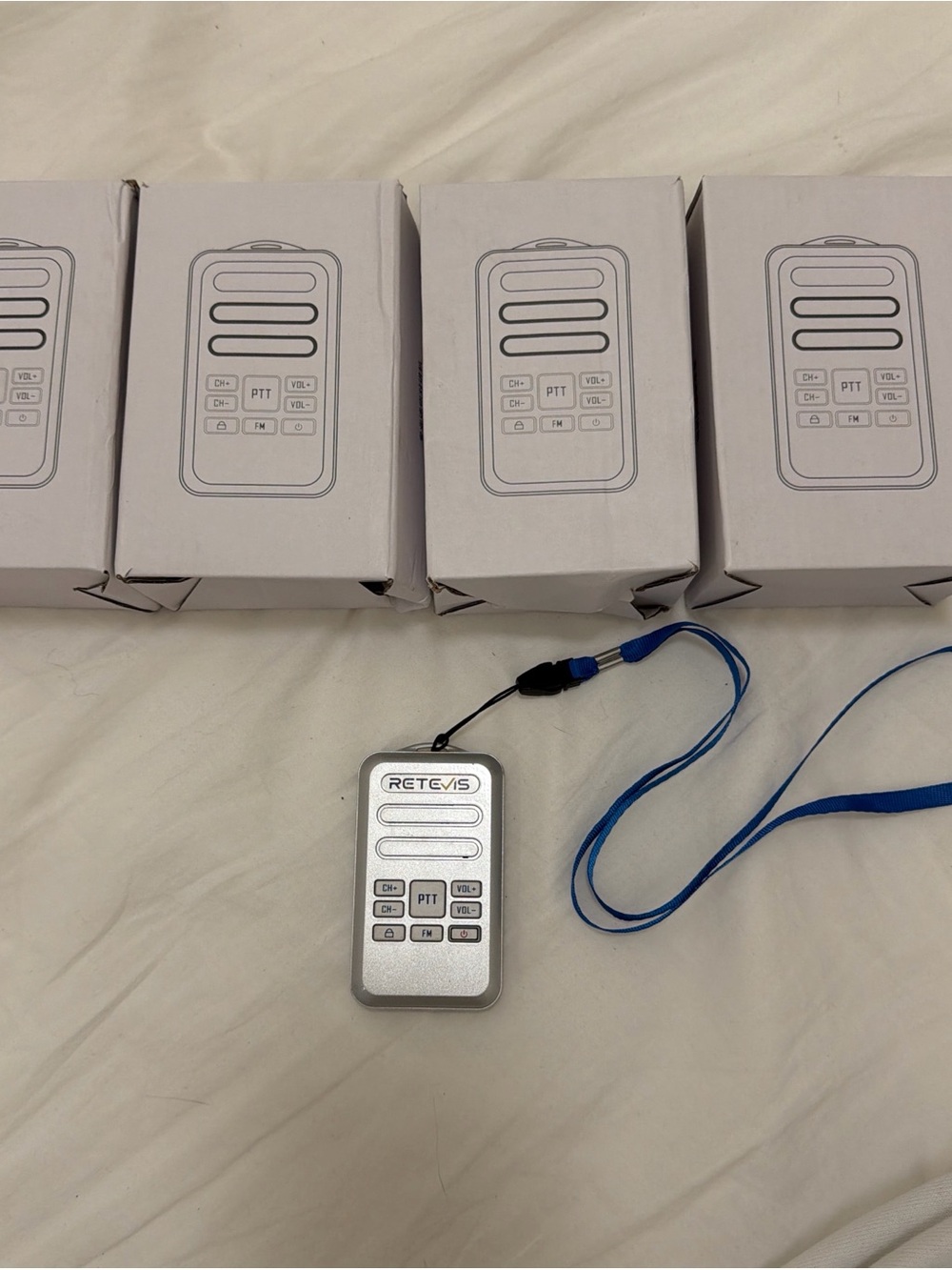 5x Silver Wireless Remote Key Fob with Blue Lanyard